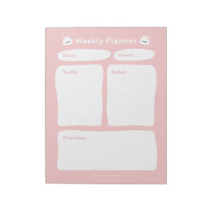 Cute Simple Minimalist Weekly Planner Anteckningsblock