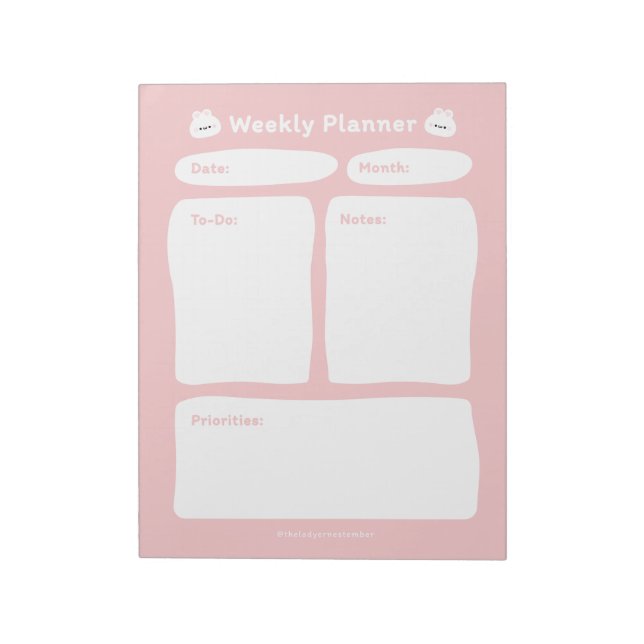 Cute Simple Minimalist Weekly Planner Anteckningsblock (Roterad)