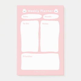 Cute Simple Minimalist Weekly Planner Post-it Block