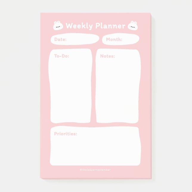 Cute Simple Minimalist Weekly Planner Post-it Block (Framsida)
