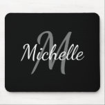 Cute Simple Modern Black and White Monogram Musmatta<br><div class="desc">Utformning med modern och svart professionell och enkel vit anpassningsbar som första och första namn</div>