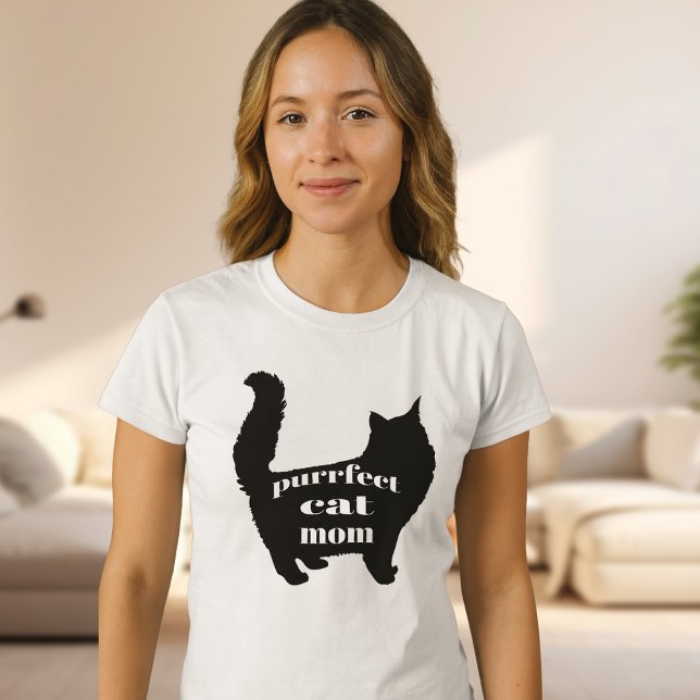 Cute SImple Modern Cat Mamma Shirt T Shirt (Modern black and white cat mom shirt with bold silhouette design and stylish typography.)