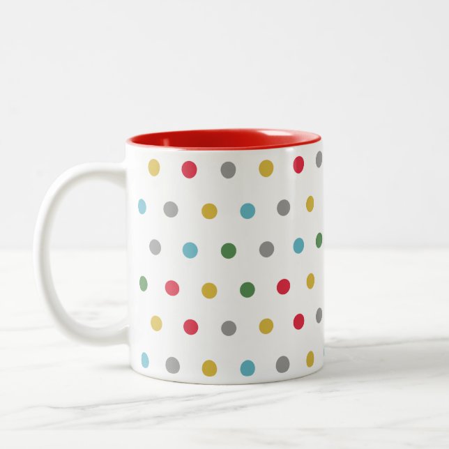 Cute Simple Modern Colorful Polka dots Två-Tonad Mugg (Vänster)