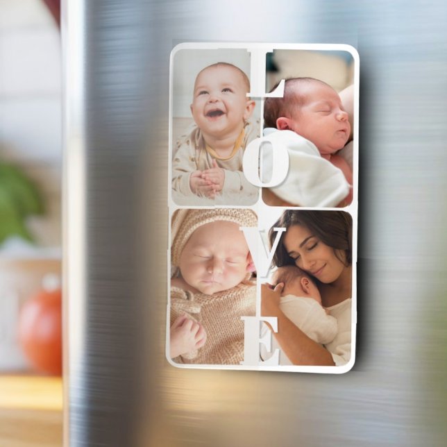 Cute Simple Multi Photo Keepsak Modern Elegant Mor Magnet (Skapare uppladdad)
