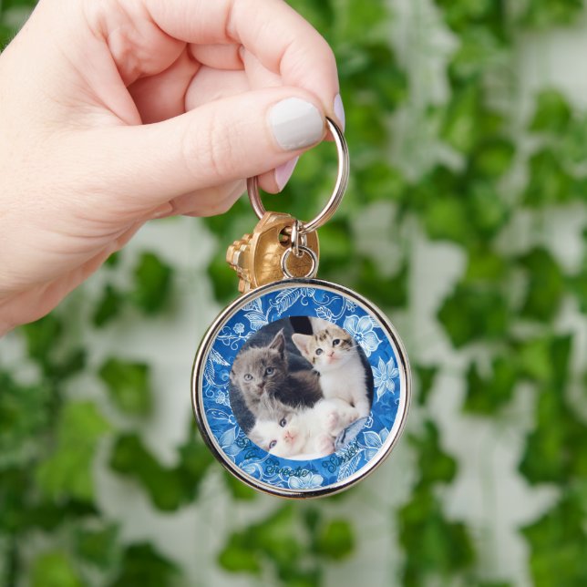 Cute Simple Pet Loss Loss Sympathy Keychain Rund Silverfärgad Nyckelring (Hand)