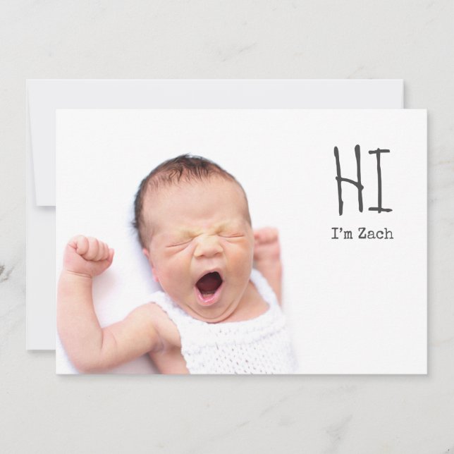 Cute Simple Photo Baby Birth Notice Meddelande (Framsida)