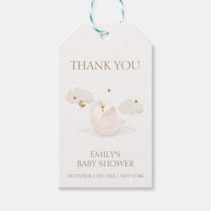 Cute Simple Princess Svan Måne Star Shower Presentetikett