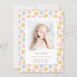 Cute Simple Rainbow Blommigt Watercolor Birth Meddelande