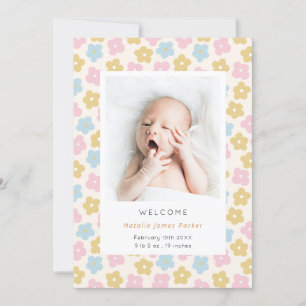 Cute Simple Rainbow Blommigt Watercolor Birth Meddelande