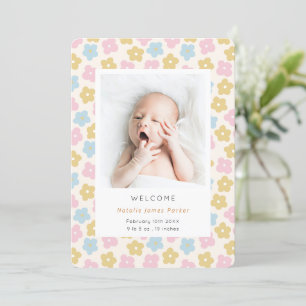 Cute Simple Rainbow Blommigt Watercolor Birth Meddelande