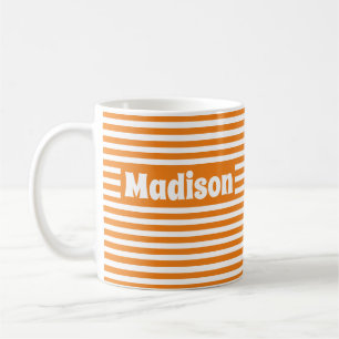 Cute Simple Rand Orange och Vit anpassat namn Kaffemugg