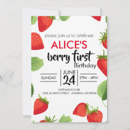 Cute Simple Red Berry Sweet Birthday-inbjudan Inbjudningar