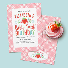 Cute Simple Red Berry Sweet Birthday Inbjudningar