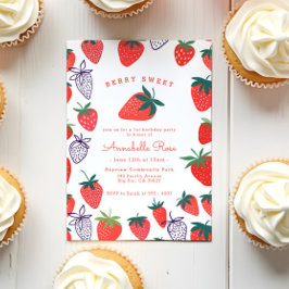 Cute Simple Red Berry Sweet Birthday Inbjudningar