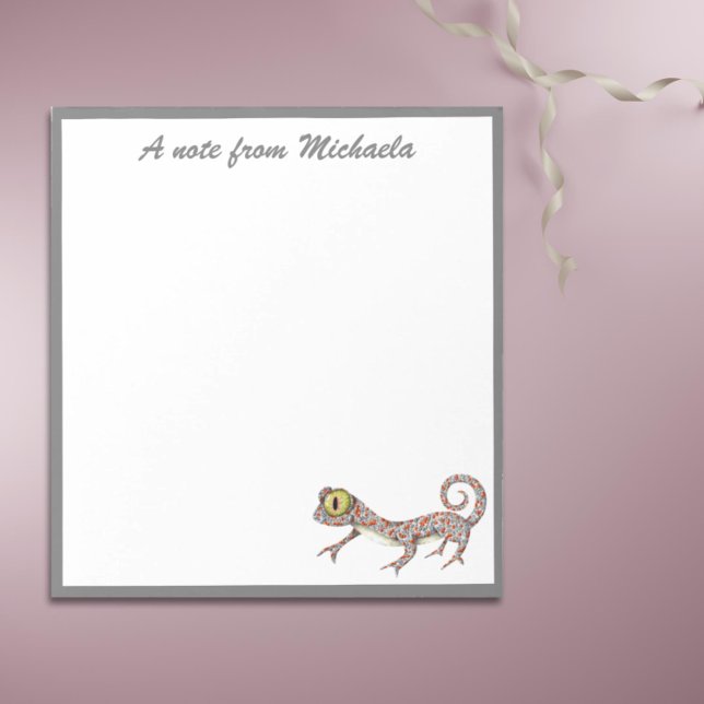 Cute Simple Reptile Gecko Anteckningsblock (Cute Reptile Gecko Personalized Stationery)