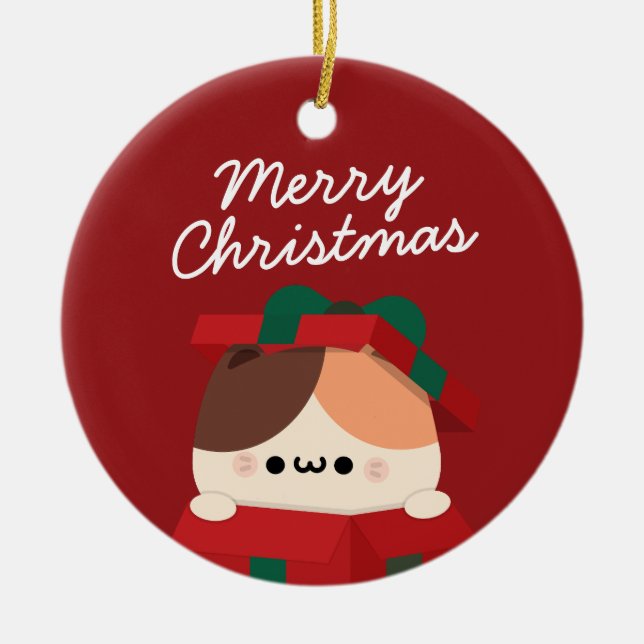 Cute Simple Roligt God jul Julgransprydnad Keramik (Framsidan)