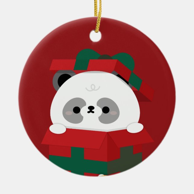 Cute Simple Roligt God jul Julgransprydnad Keramik (Framsidan)
