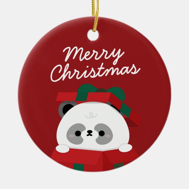 Cute Simple Roligt God jul Julgransprydnad Keramik (Framsidan)