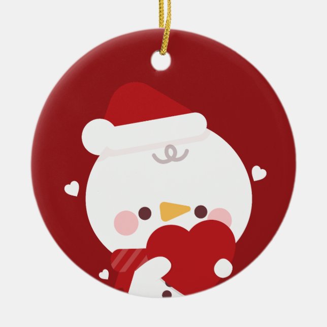 Cute Simple Roligt God jul Julgransprydnad Keramik (Framsidan)