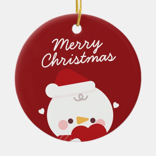 Cute Simple Roligt God jul Julgransprydnad Keramik (Framsidan)