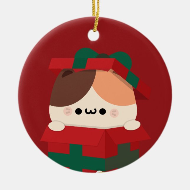 Cute Simple Roligt God jul Julgransprydnad Keramik (Framsidan)