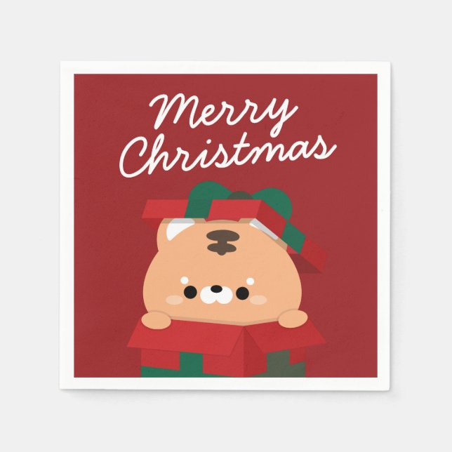 Cute Simple Roligt God jul Pappersservett (Framsidan)