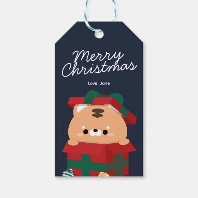 Cute Simple Roligt God jul Presentetikett (Framsidan)