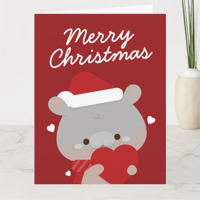 Cute Simple Roligt God jul Tack Kort (Framsida)