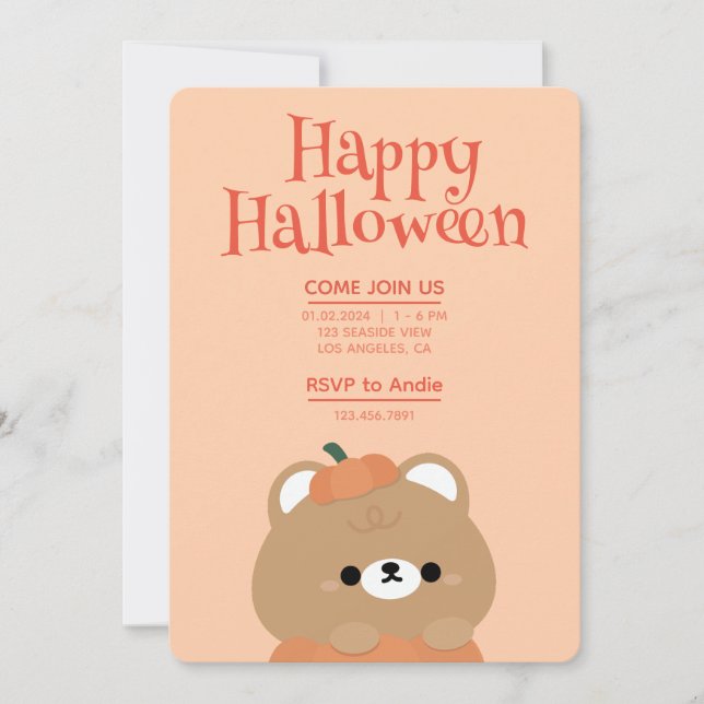 Cute Simple Roligt Halloween fest Inbjudningar (Framsida)