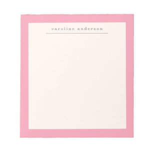 Cute Simple Rosa Gräns Personlig Namn Anteckningsblock