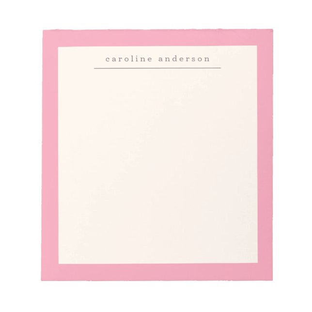 Cute Simple Rosa Gräns Personlig Namn Anteckningsblock (Framsida)