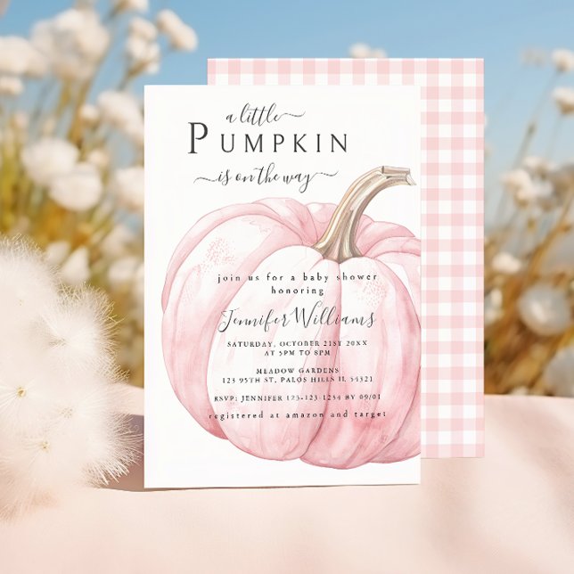 Cute Simple Rosa Little Pumpkin Flicka Shower Inbjudningar (Skapare uppladdad)