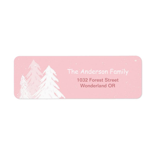 Cute Simple Rosa Winter Onederland Address Label Returadress Etikett (Framsidan)