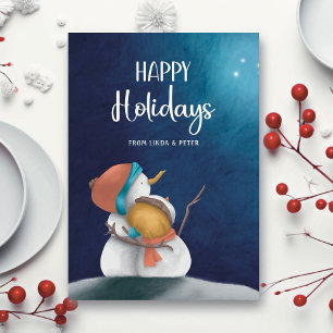 Cute Simple Snögubbars par Helgdagar under jul Julkort