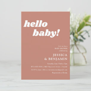 Cute Simple Terracotta Hej Baby Shower Inbjudningar