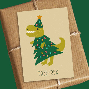 Cute Simple Träd Rex Dinosaur-julbarn Helgkort