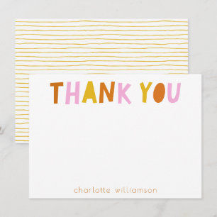 Cute Simple Typography in Rosa Personlig Tack Kort