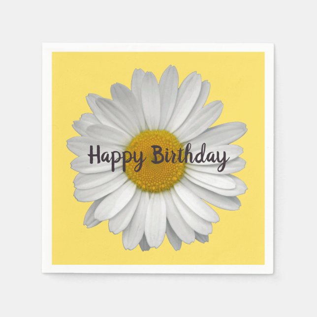 Cute Simple White Daisy Flower på Gulten Pappersservett (Framsidan)