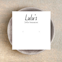 Cute Simple White Stud Earring Visning Fyrkantigt Visitkort