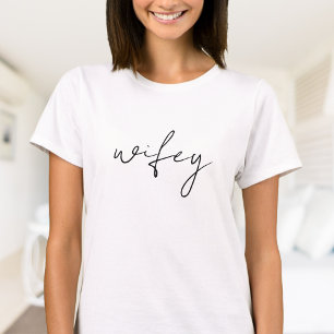 Cute Simple Wifey   Svartskript, vitt T Shirt