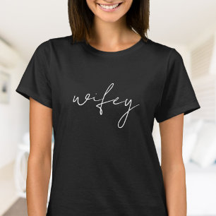 Cute Simple Wifey   Vitt skript, svart T Shirt