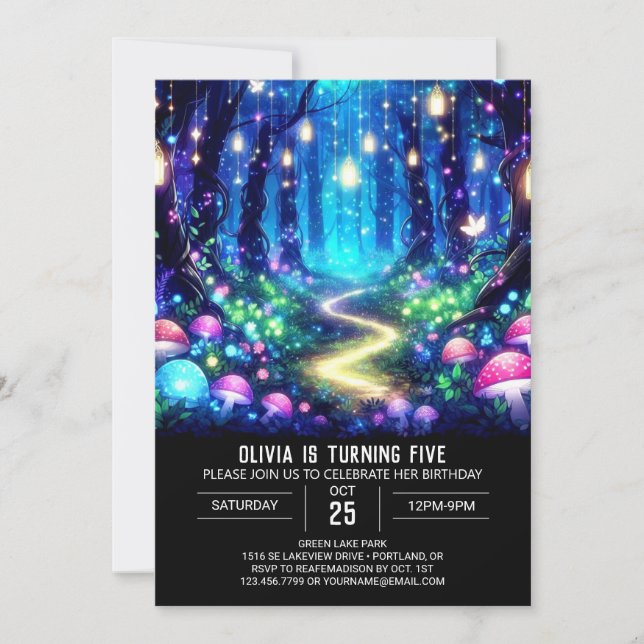 Cute Simple Woodland Digital Birthday Inbjudningar (Framsida)