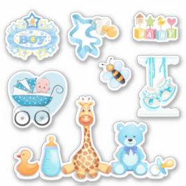 Cute sin Boy Blue Baby Announcement Stickers Klistermärken