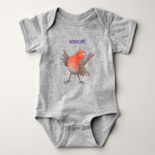 Cute singarrobin (fågel tecknad baby), kroppsdräkt t shirt