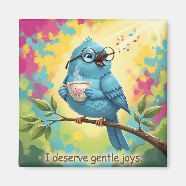 Cute Singing Blue Bird Magnet (Framsidan)