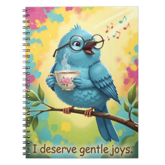 Cute Singing Blue Bird Spiral Photo Notebook   Anteckningsbok