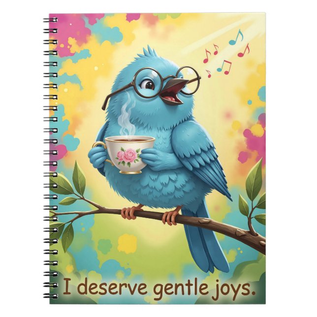 Cute Singing Blue Bird Spiral Photo Notebook   Anteckningsbok (Framsidan)