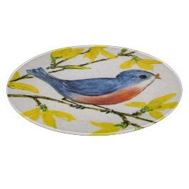 Cute Singing Blue Bird Träd Gren