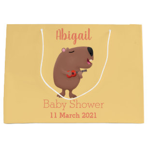 Cute singing capybara ukulele tecknad illustration