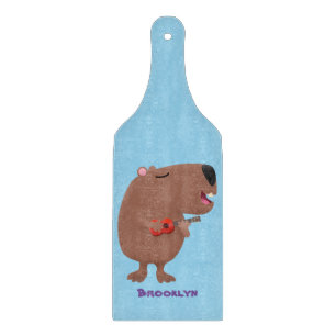 Cute singing capybara ukulele tecknad illustration